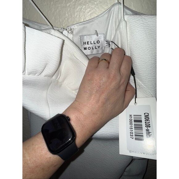 Hello Molly  Ravenna White Ruffle Mini Dress Size: Medium- NWT - Picture 11 of 16